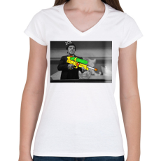 PRINTFASHION A sebhelyesarcú - Női V-nyakú póló - Fehér