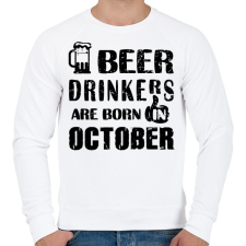 PRINTFASHION A sörivók októberben születtek - Férfi pulóver - Fehér férfi pulóver, kardigán