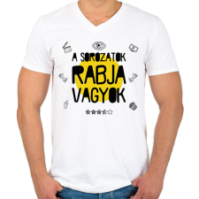 PRINTFASHION A sorozatok rabja - Férfi V-nyakú póló - Fehér férfi póló