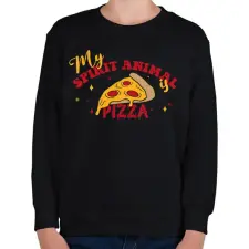 PRINTFASHION A spirituális állatom - Pizza - Gyerek pulóver - Fekete gyerek pulóver, kardigán