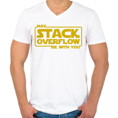 PRINTFASHION A Stack Overflow legyen veled - Férfi V-nyakú póló - Fehér
