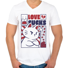 PRINTFASHION A szerelem szívás - Férfi V-nyakú póló - Fehér férfi póló