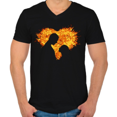 PRINTFASHION A szerelem tüze - Férfi V-nyakú póló - Fekete