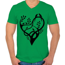 PRINTFASHION A szeretet fája - Férfi V-nyakú póló - Zöld