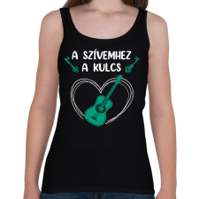 PRINTFASHION A szívemhez a kulcs - Gitár - Női atléta - Fekete női trikó