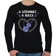 PRINTFASHION A szívemhez a kulcs - Hegedű - Férfi hosszú ujjú póló - Fekete