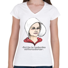 PRINTFASHION A szolgálólány meséje - Női V-nyakú póló - Fehér női póló