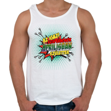 PRINTFASHION A szuperhősök áprilisban születtek - Férfi atléta - Fehér atléta, trikó