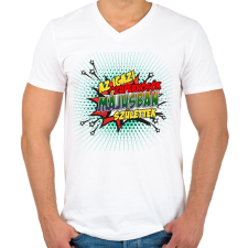 PRINTFASHION A szuperhősök májusban születtek - Férfi V-nyakú póló - Fehér férfi póló
