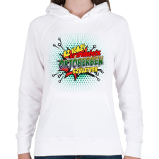 PRINTFASHION A szuperhősök októberben születtek - Női kapucnis pulóver - Fehér női pulóver, kardigán