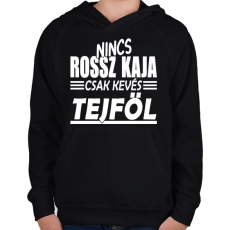 PRINTFASHION A Tejföl a kulcs! - Gyerek kapucnis pulóver - Fekete