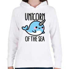 PRINTFASHION A tenger unikornisa - Női kapucnis pulóver - Fehér női pulóver, kardigán