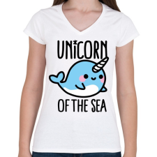 PRINTFASHION A tenger unikornisa - Női V-nyakú póló - Fehér női póló