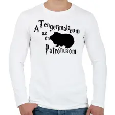 PRINTFASHION A Tengerimalacom az én Patrónusom - Férfi hosszú ujjú póló - Fehér férfi póló