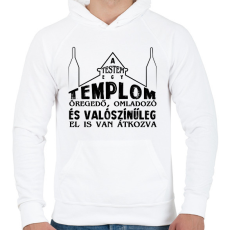 PRINTFASHION A testem egy templom - Férfi kapucnis pulóver - Fehér