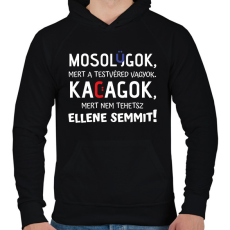 PRINTFASHION A testvéred vagyok :) - fehér - Férfi kapucnis pulóver - Fekete