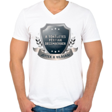PRINTFASHION A tökéletes férfiak december - Férfi V-nyakú póló - Fehér