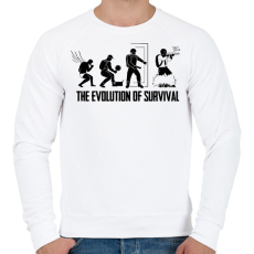 PRINTFASHION A túlélés evolúciója - Férfi pulóver - Fehér