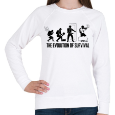 PRINTFASHION A túlélés evolúciója - Női pulóver - Fehér női pulóver, kardigán