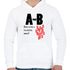 PRINTFASHION A vagy B - Férfi kapucnis pulóver - Fehér férfi pulóver, kardigán