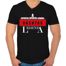 PRINTFASHION A vasutas legenda - Férfi V-nyakú póló - Fekete férfi póló