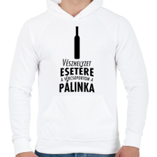 PRINTFASHION A vércsoportom a pálinka - Férfi kapucnis pulóver - Fehér férfi pulóver, kardigán