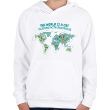 PRINTFASHION A világ egy macska - Gyerek kapucnis pulóver - Fehér gyerek pulóver, kardigán