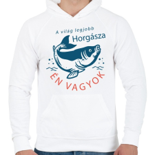 PRINTFASHION A világ legjobb horgásza ÉN vagyok - Férfi kapucnis pulóver - Fehér női pulóver, kardigán