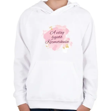 PRINTFASHION A világ legjobb kozmetikusa - Gyerek kapucnis pulóver - Fehér gyerek pulóver, kardigán