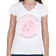 PRINTFASHION A világ legjobb műkörmöse - Női V-nyakú póló - Fehér