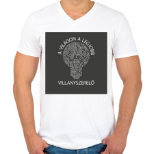 PRINTFASHION A világon a legjobb villanyszerelő - Férfi V-nyakú póló - Fehér férfi póló