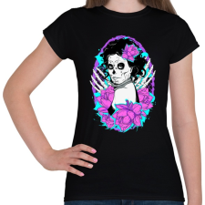 PRINTFASHION A virágos lány - Női póló - Fekete női póló