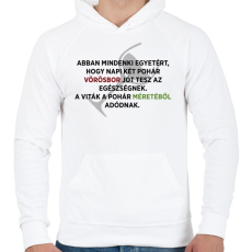 PRINTFASHION A vörösbor jót tesz az egészségnek - Férfi kapucnis pulóver - Fehér