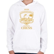 PRINTFASHION A woman who loves chess - Gyerek kapucnis pulóver - Fehér gyerek pulóver, kardigán
