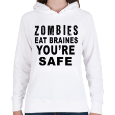 PRINTFASHION A zombik agyat esznek! - Női kapucnis pulóver - Fehér női pulóver, kardigán