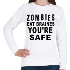 PRINTFASHION A zombik agyat esznek! - Női pulóver - Fehér női pulóver, kardigán
