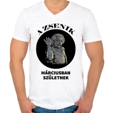 PRINTFASHION A zsenik márciusban születnek - Férfi V-nyakú póló - Fehér