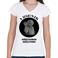 PRINTFASHION A zsenik márciusban születnek - Női V-nyakú póló - Fehér női póló