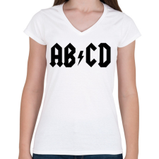 PRINTFASHION ABCD - Női V-nyakú póló - Fehér női póló