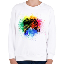 PRINTFASHION absztrakt ló arc - Gyerek pulóver - Fehér gyerek pulóver, kardigán