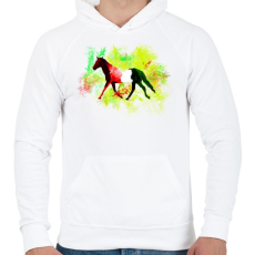 PRINTFASHION absztrakt ló - Férfi kapucnis pulóver - Fehér