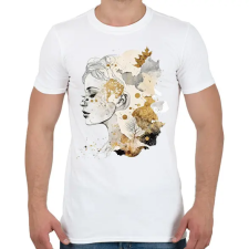 PRINTFASHION Absztrakt minimal női vonalrajz - Férfi póló - Fehér férfi póló