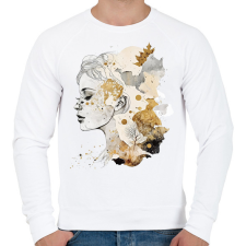 PRINTFASHION Absztrakt minimal női vonalrajz - Férfi pulóver - Fehér férfi pulóver, kardigán