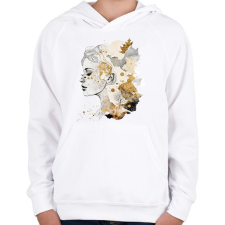 PRINTFASHION Absztrakt minimal női vonalrajz - Gyerek kapucnis pulóver - Fehér női pulóver, kardigán