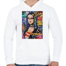 PRINTFASHION Absztrakt Mona - Férfi kapucnis pulóver - Fehér