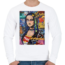 PRINTFASHION Absztrakt Mona - Férfi pulóver - Fehér férfi pulóver, kardigán