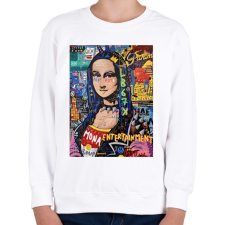 PRINTFASHION Absztrakt Mona - Gyerek pulóver - Fehér gyerek pulóver, kardigán