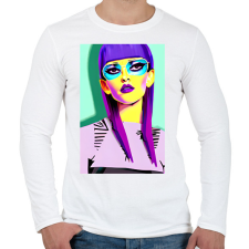 PRINTFASHION Absztrakt_napszemüveges_lány_1 - Férfi hosszú ujjú póló - Fehér férfi póló