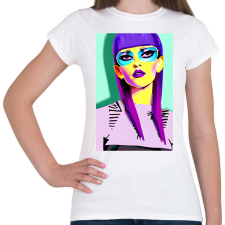 PRINTFASHION Absztrakt_napszemüveges_lány_1 - Női póló - Fehér női póló