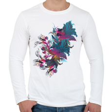 PRINTFASHION Absztrakt virág - Férfi hosszú ujjú póló - Fehér